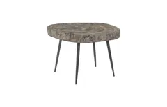 Crosscut Coffee Table, Gray Stone, Forged Legs