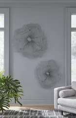 Poppy Flower Wall Art, Silver/Black, SM