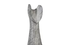 Cat Sculpture, Large, Chamcha Wood, Gray Stone Finish