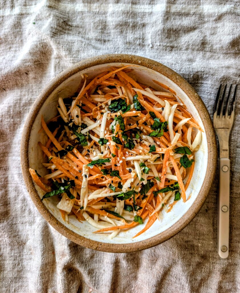 Raw Carrot & Turnip Miso Salad