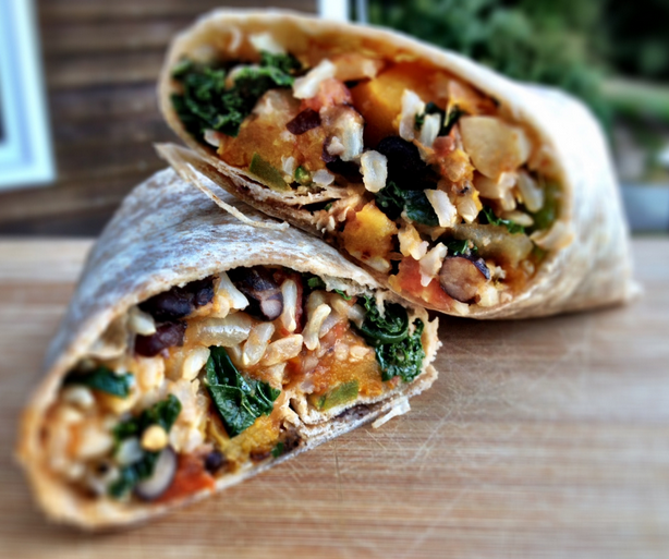 butternut squash and black bean burritos