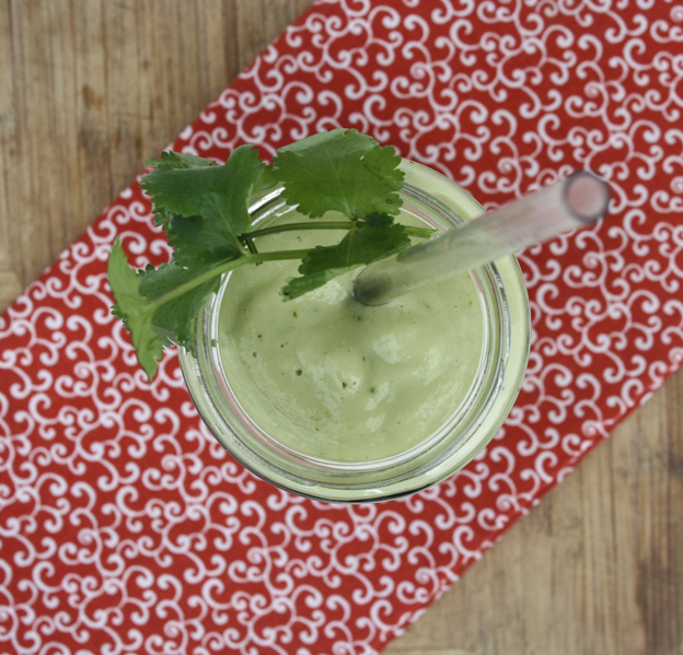 pineapple-avocado smoothie with cilantro 