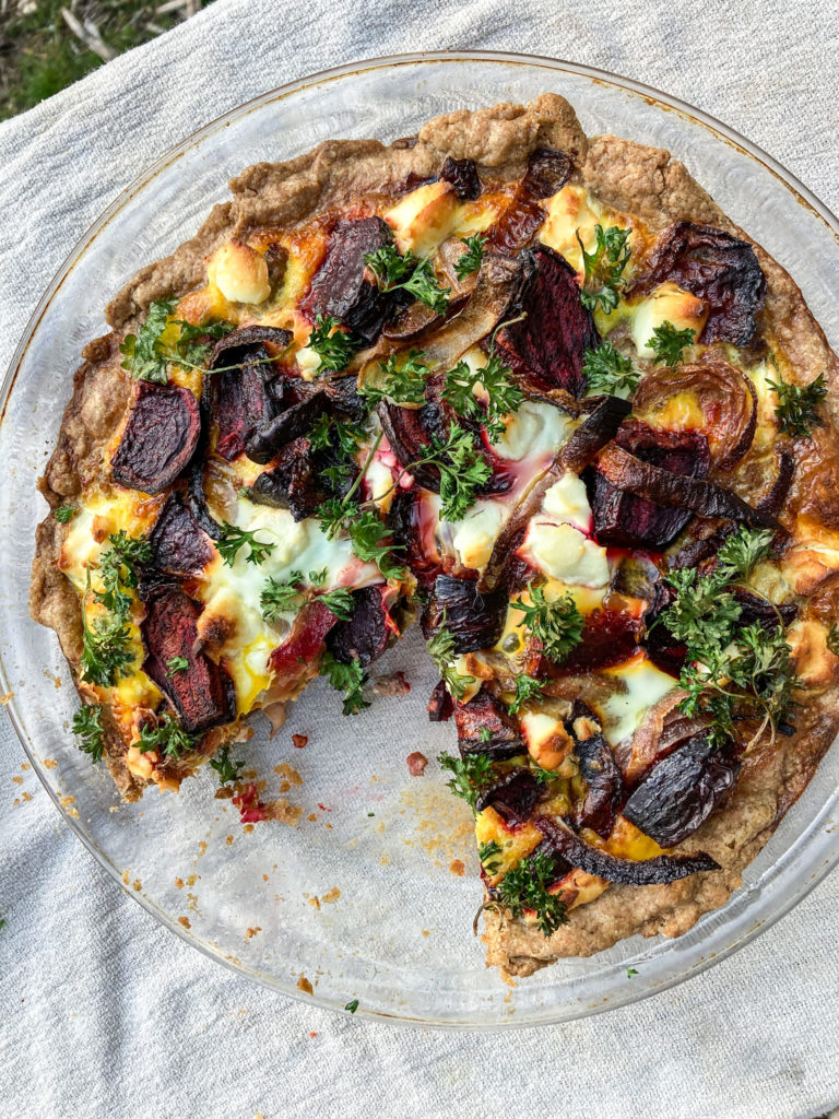 Roasted Beet & Lamb Quiche with Spelt Crust