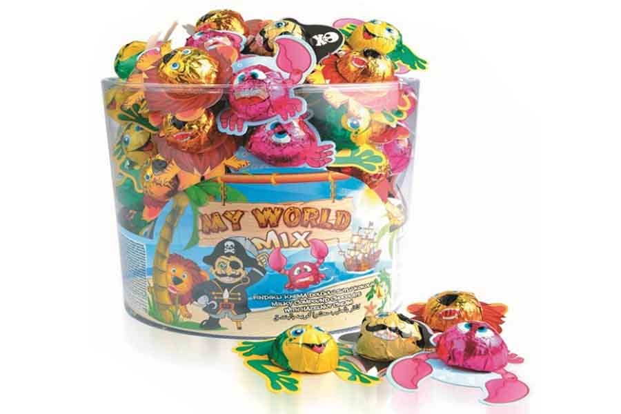 MINI STDO MY WORLD MIX FIGURAS CHOCO SIDRAL 100u