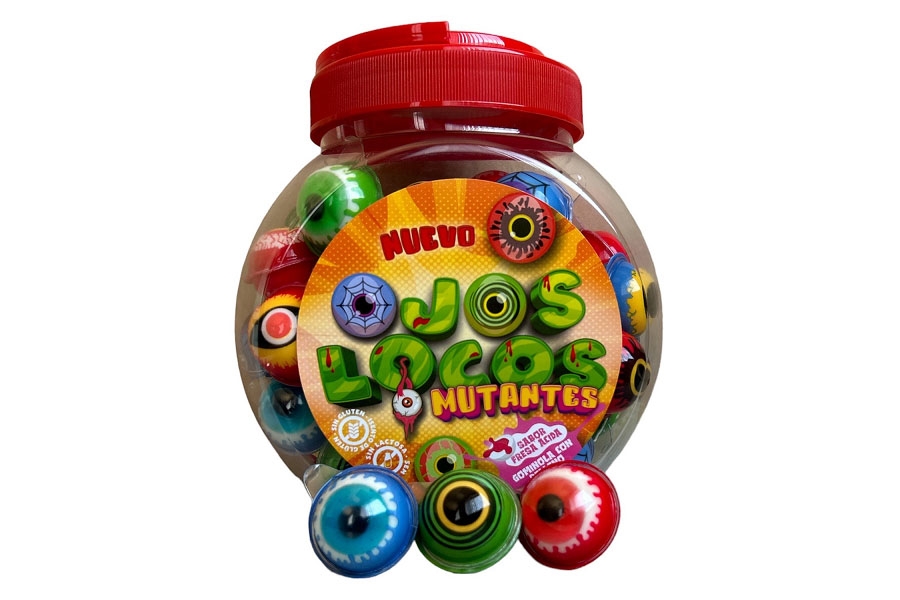 Tarro Ojos Locos Mutantes 60u Cool Candies - Gominolas Rellenas de Fresa Ácida