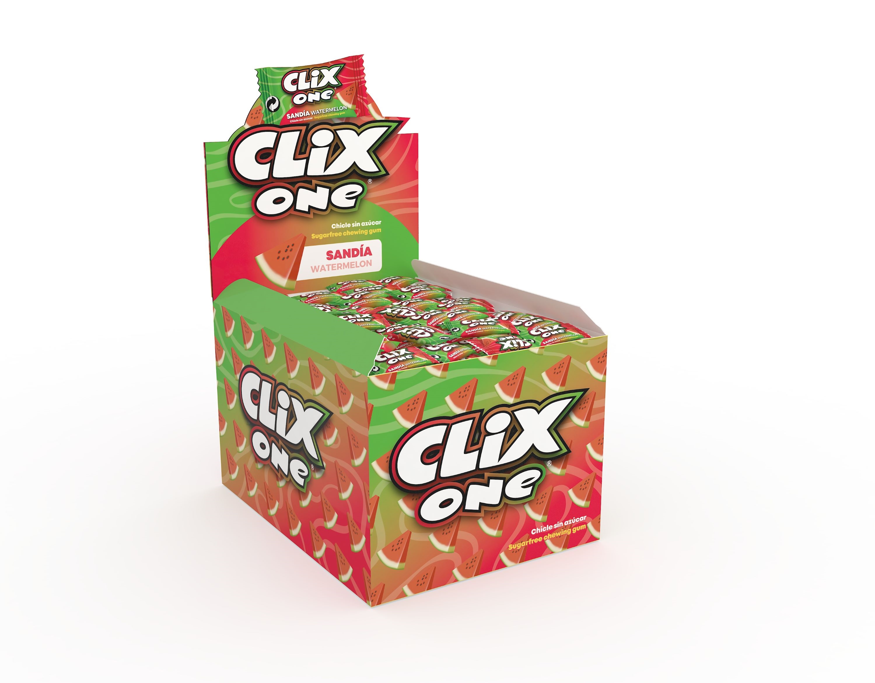 Chiclet Clix Sandia PVA - Chewy Watermelon Gum Packs 5¢ 150 Units SG Fleer