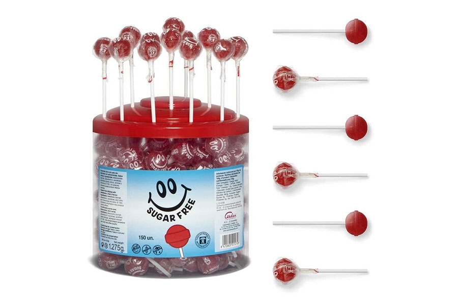 Sugar-Free Cherry Lollipops - Cerdán 150 Pack