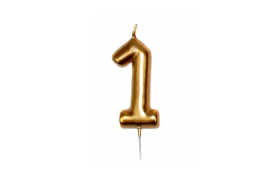 VELAS DORADAS DE CUMPLEAÑOS Nº 1 de 12 uni