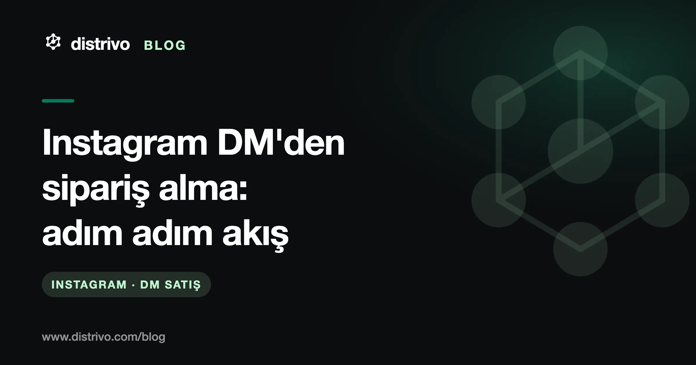 Instagram DM'den sipariş alma — sohbetten satışa adım adım rehber, Distrivo Blog kapağı