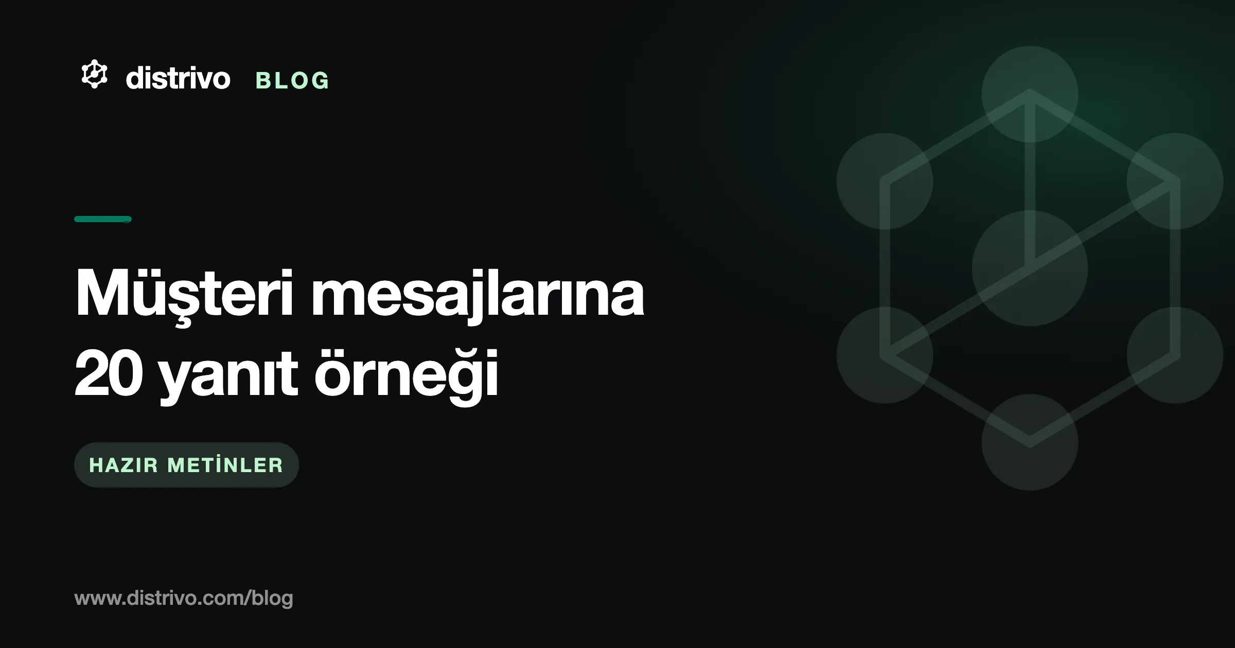 Müşteri mesajlarına yanıt örnekleri — kargo, iade, ödeme ve şikâyet için 20 hazır metin, Distrivo Blog kapağı