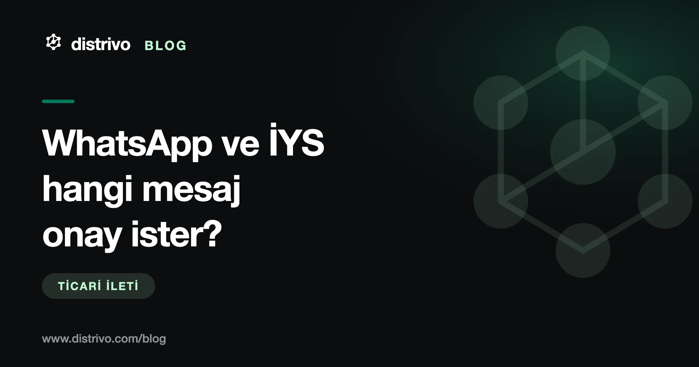 WhatsApp ve İYS — hangi mesajın onay ve İYS kaydı gerektirdiği, Distrivo Blog kapağı