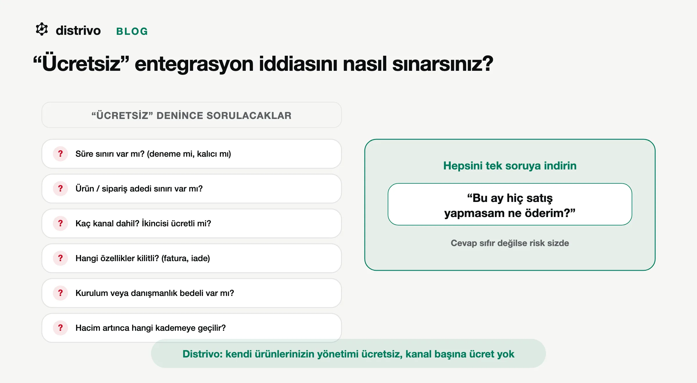Ücretsiz entegrasyon iddiasının katmanları: ücretsiz olan kısım ile ek ücretlenen kalemler
