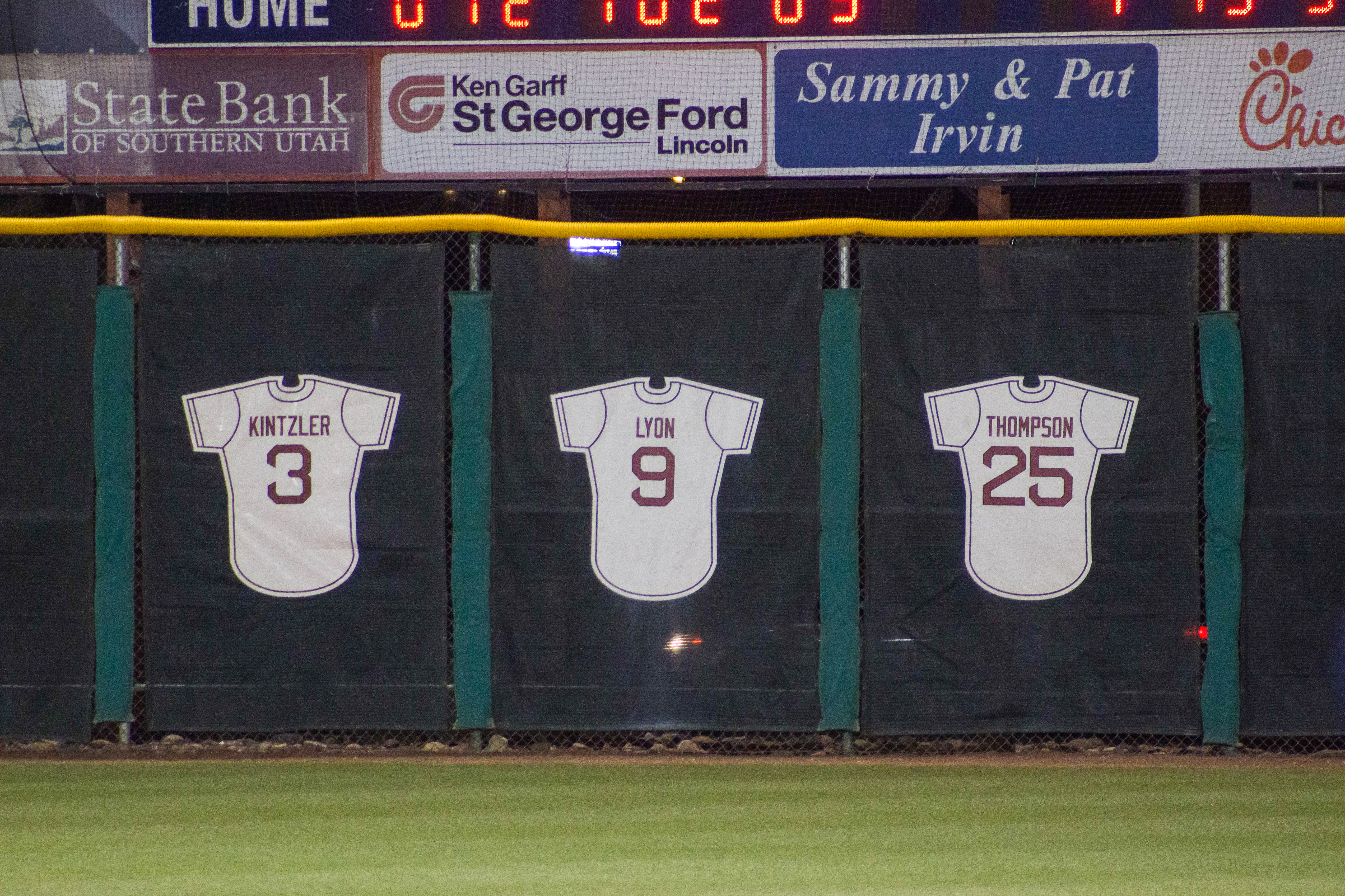 Dixie Sun News » Former DSU baseball players honored with retired jerseys