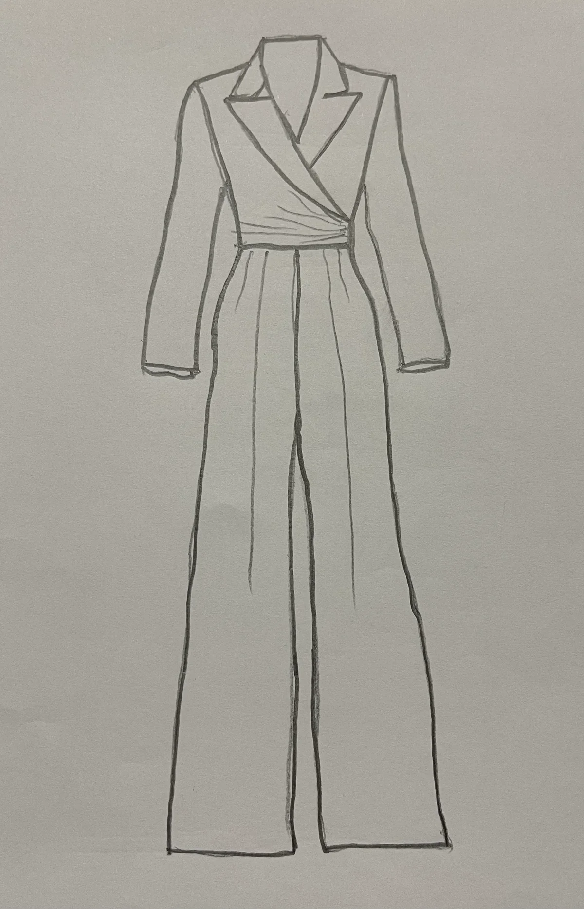 Hand-drawn front and back design sketch of the Sleeveless Jumpsuit on DIYO