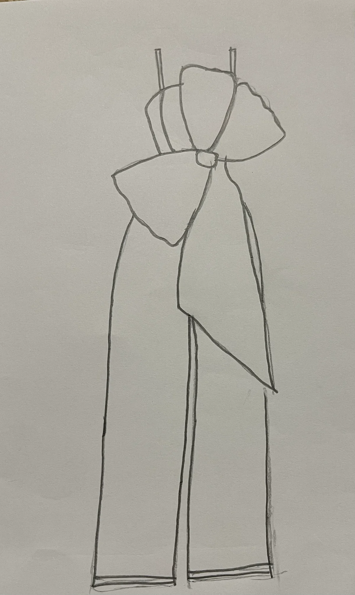 Hand-drawn front and back design sketch of the Short Sleeve Jumpsuit on DIYO