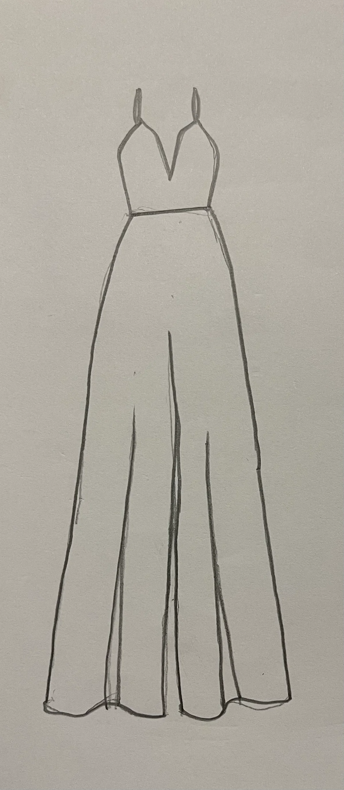 Hand-drawn front and back design sketch of the Strapless Jumpsuit on DIYO
