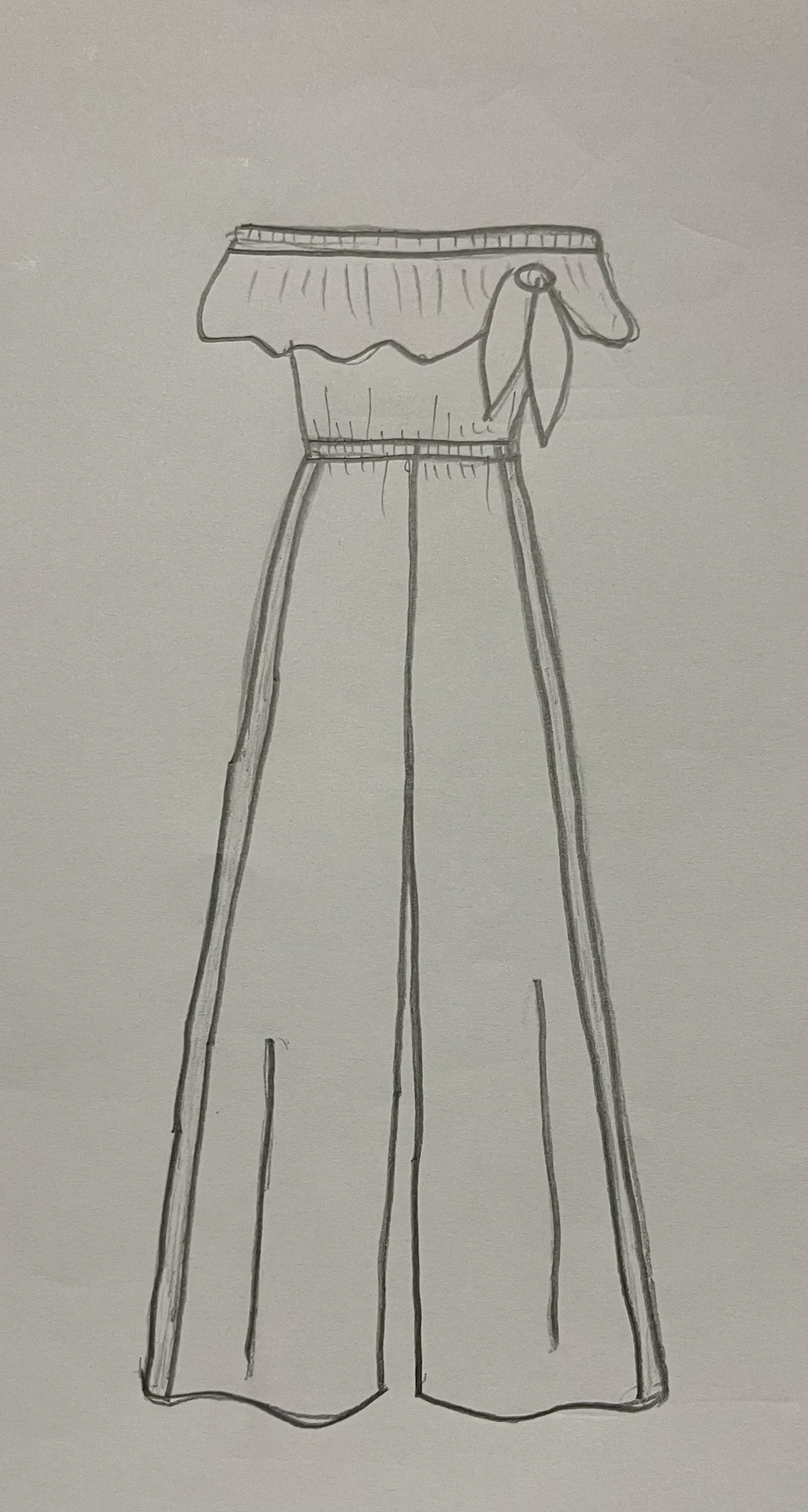 Hand-drawn front and back design sketch of the Palazzo Jumpsuit on DIYO