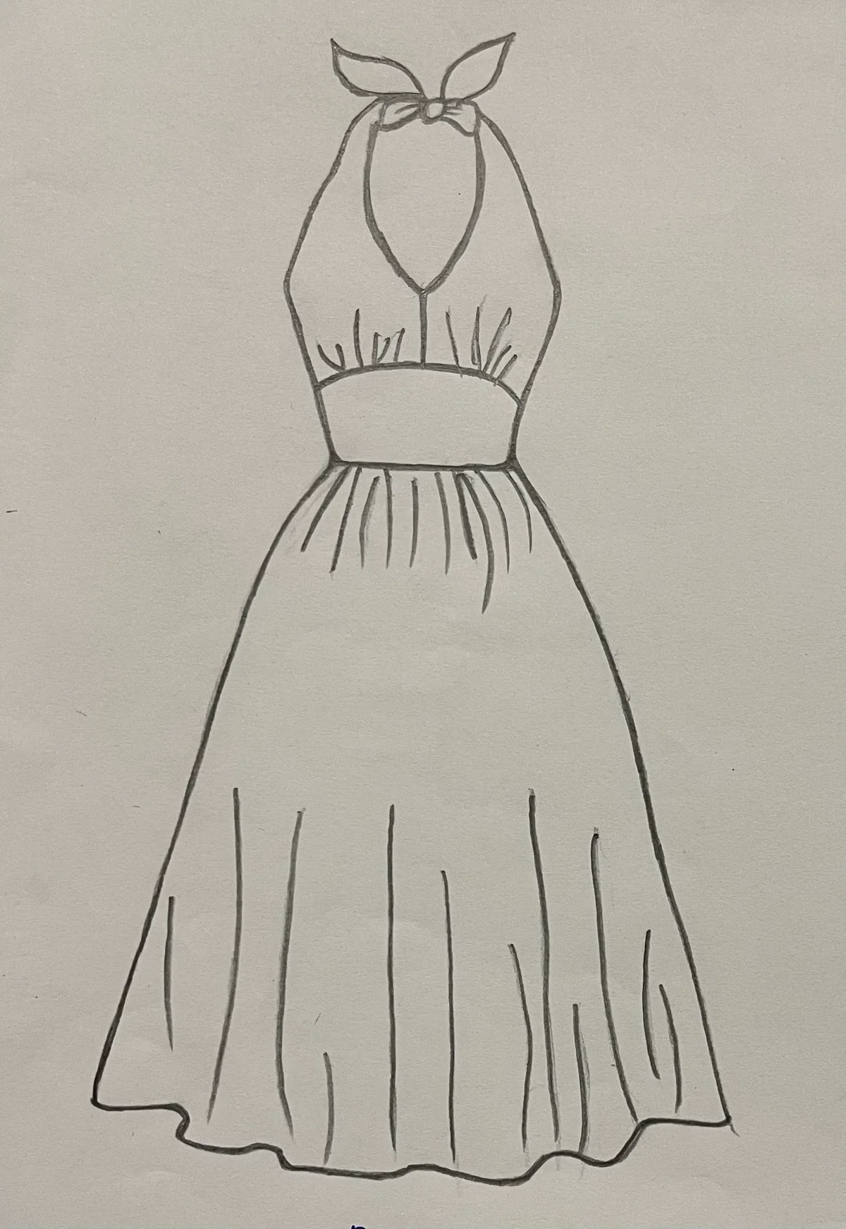 Hand-drawn front and back design sketch of the Floral Summer Dress on DIYO