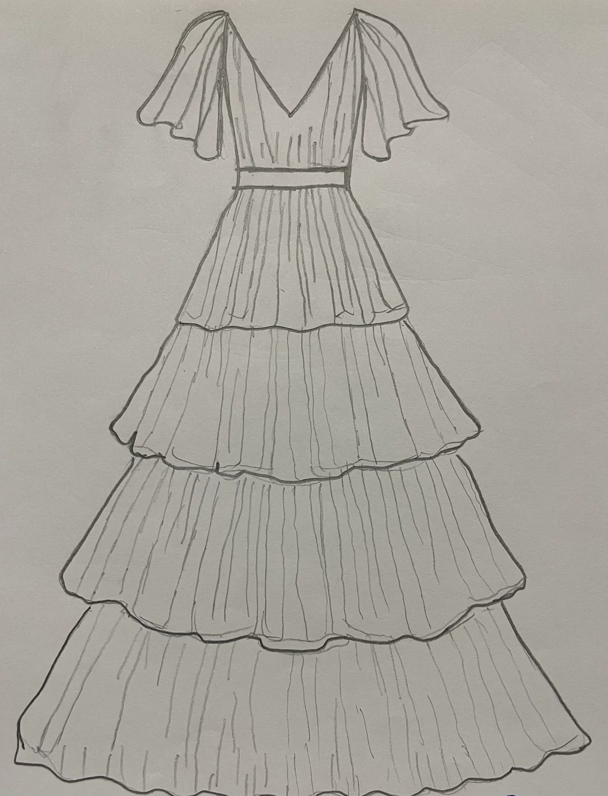 Hand-drawn front and back design sketch of the Slip Dress on DIYO