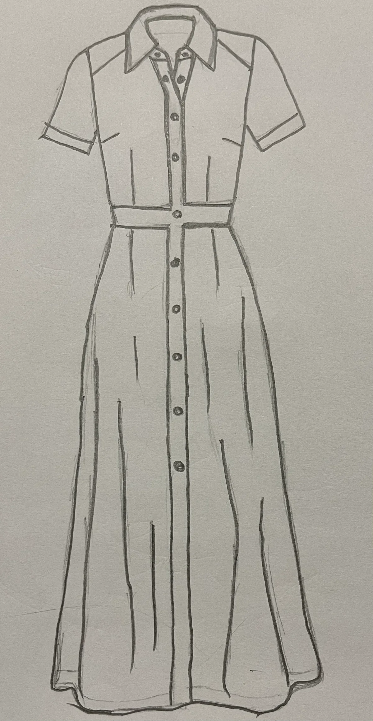 Hand-drawn front and back design sketch of the Cut-Out Dress on DIYO