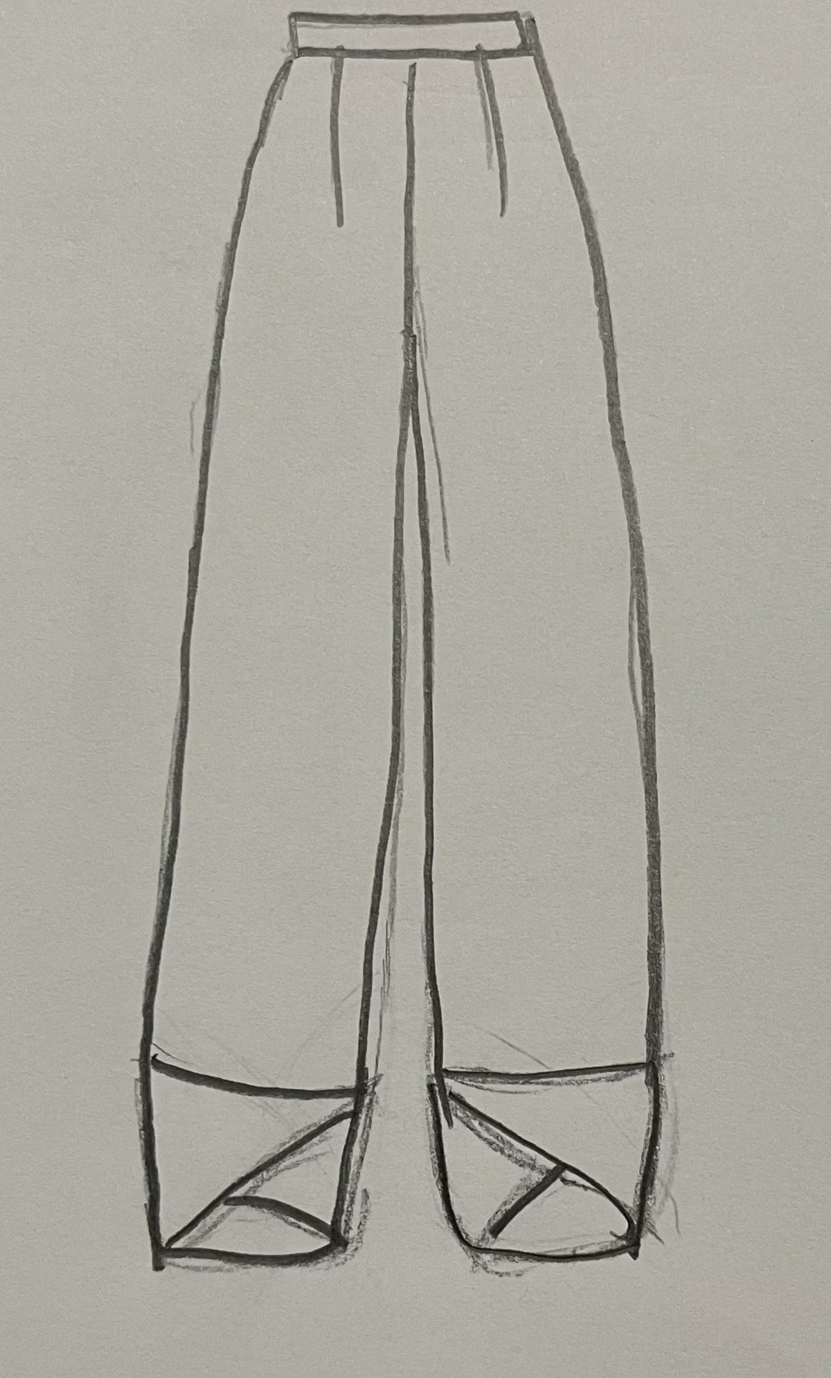 Hand-drawn front and back design sketch of the Track Pants on DIYO