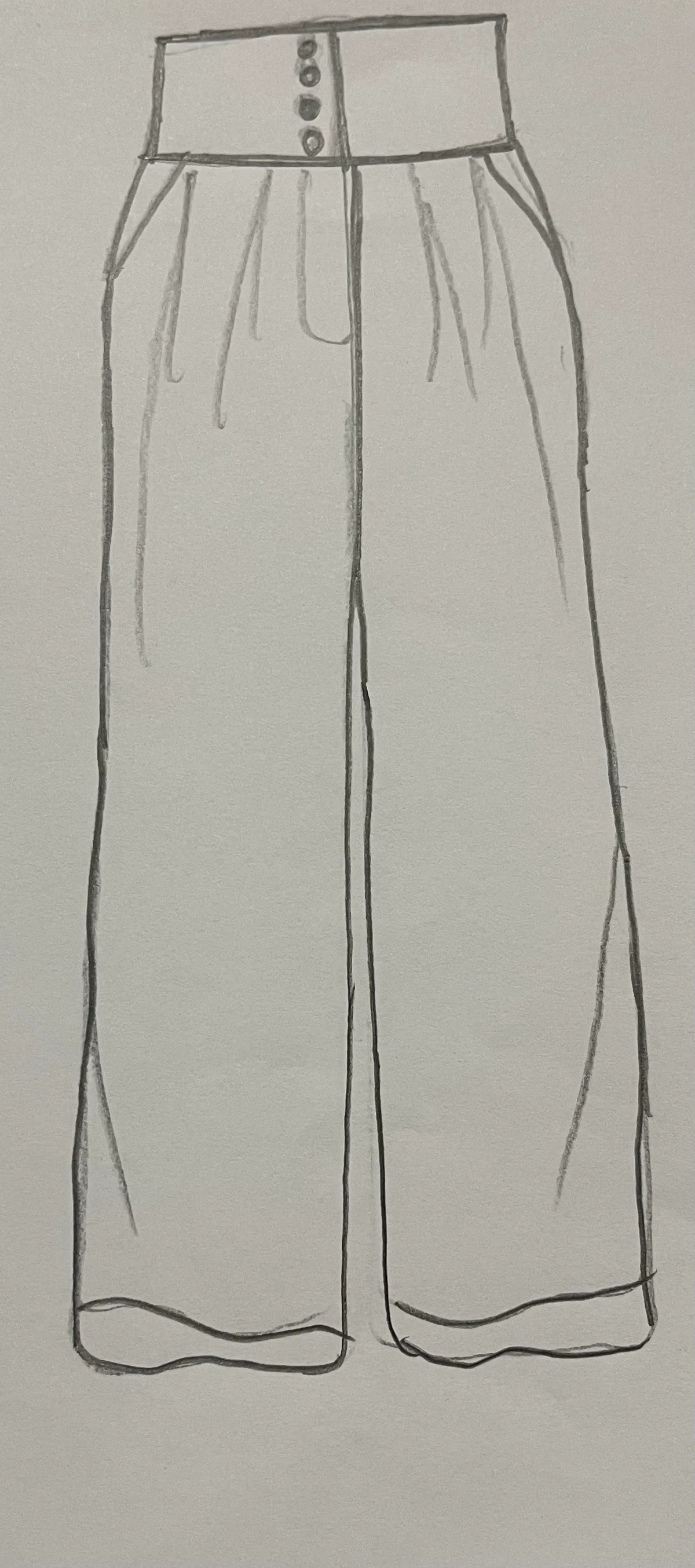 Hand-drawn front and back design sketch of the Straight Leg Pants on DIYO
