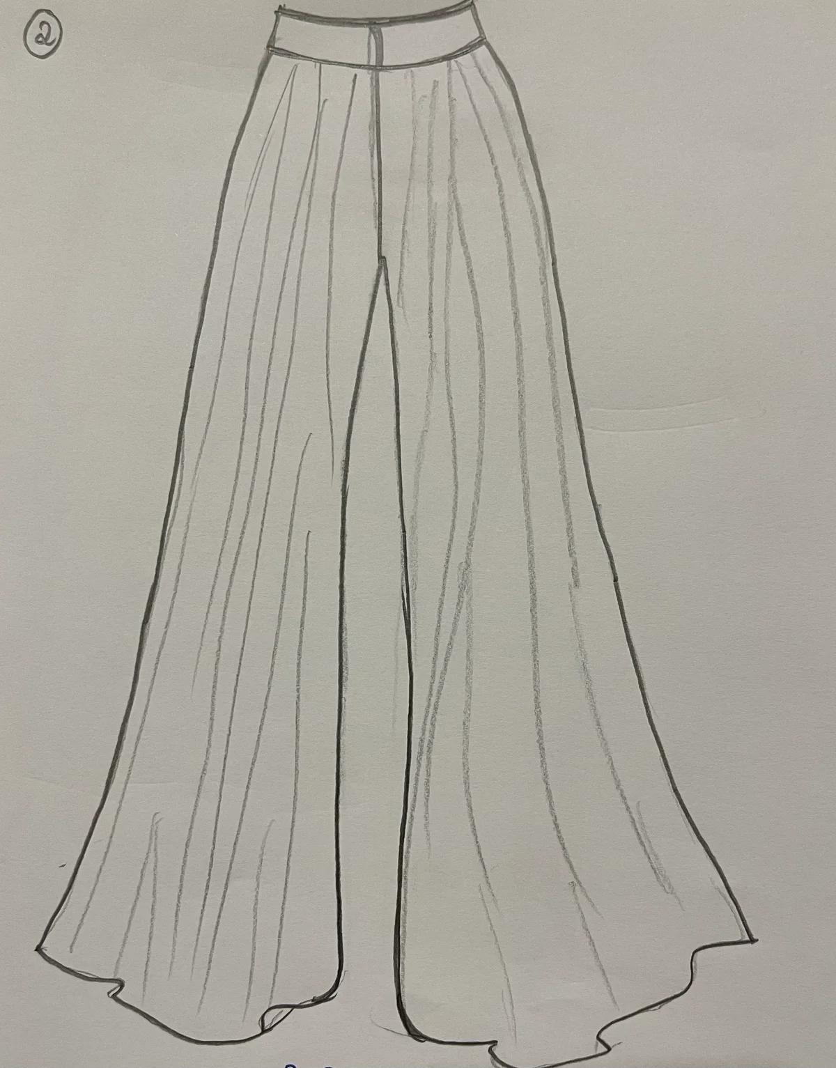 Hand-drawn front and back design sketch of the Skinny Pants on DIYO