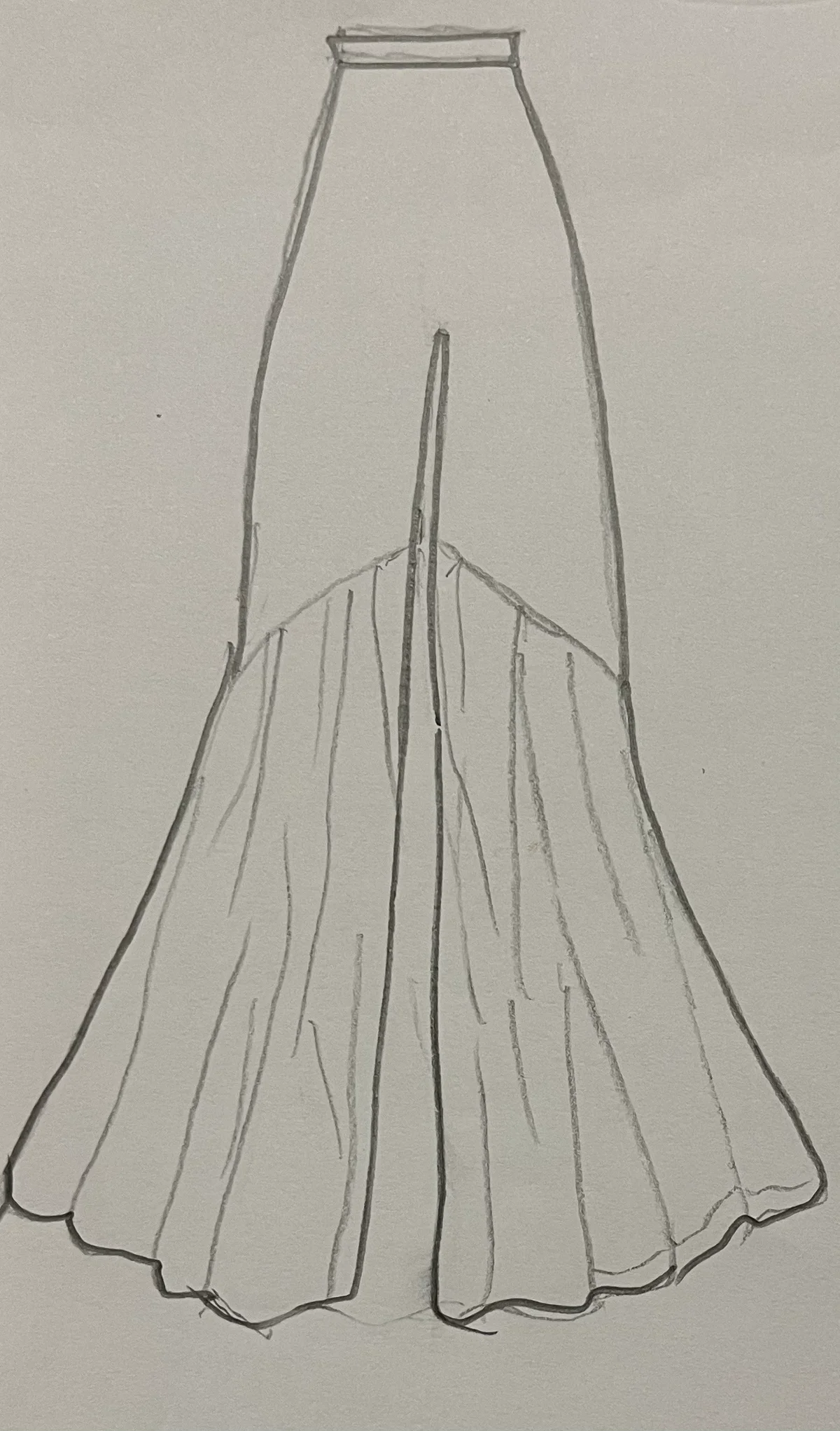 Hand-drawn front and back design sketch of the Bootcut Pants on DIYO