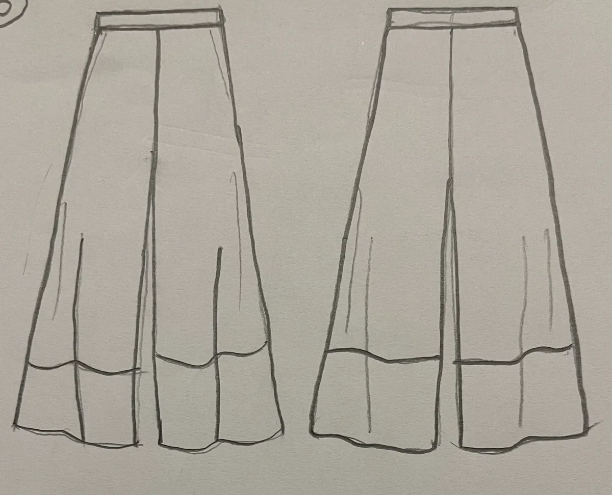 Hand-drawn front and back design sketch of the Joggers on DIYO