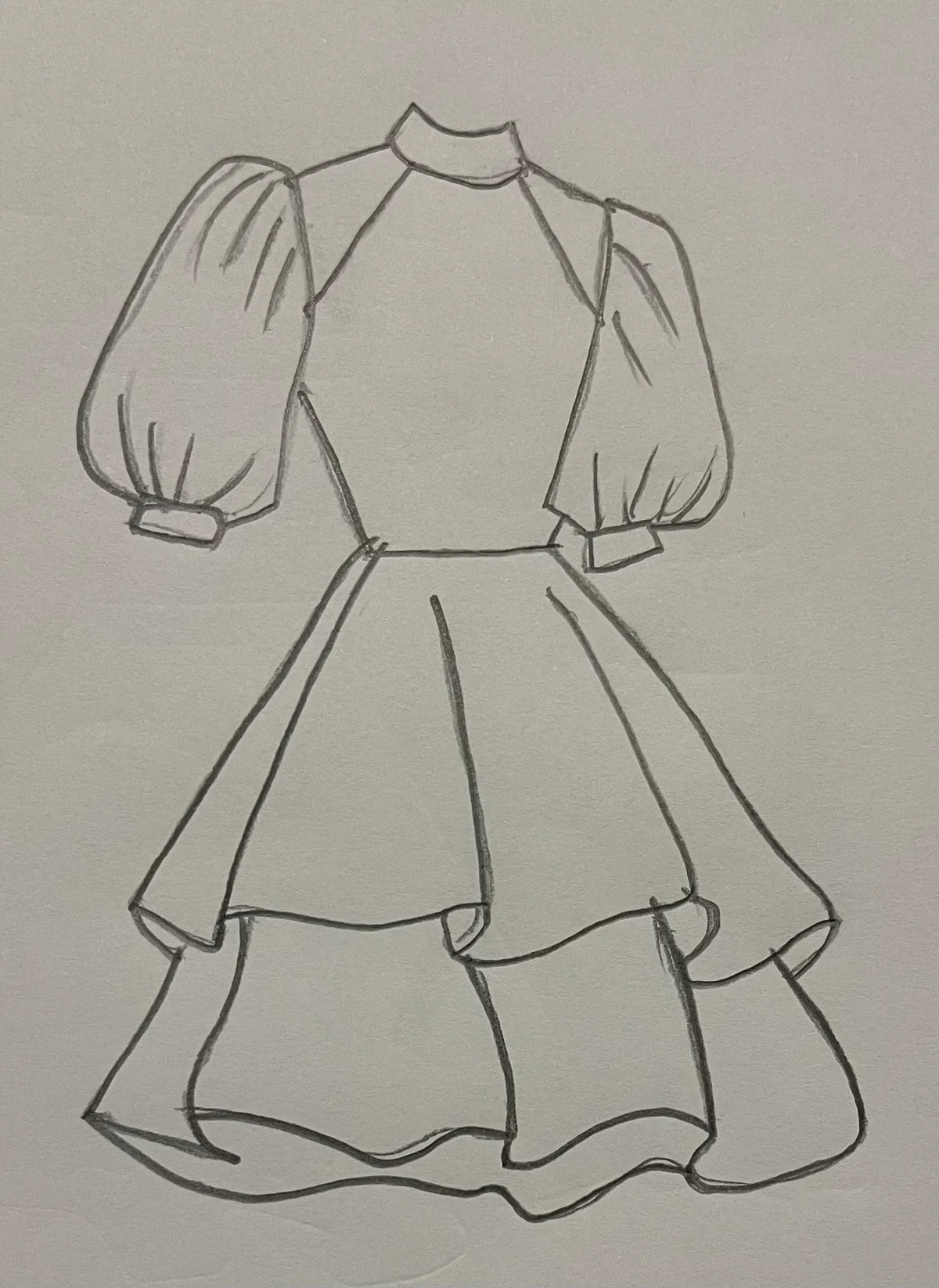 Hand-drawn front and back design sketch of the One-Shoulder Mini Dress on DIYO