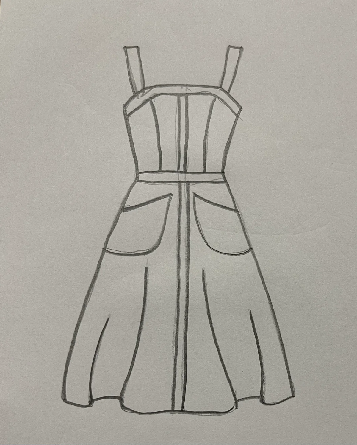 Hand-drawn front and back design sketch of the T-Shirt Dress on DIYO