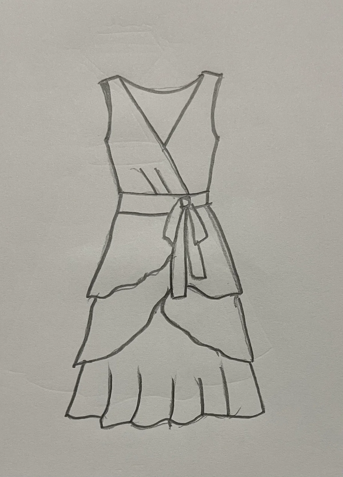 Hand-drawn front and back design sketch of the Bodycon Mini Dress on DIYO