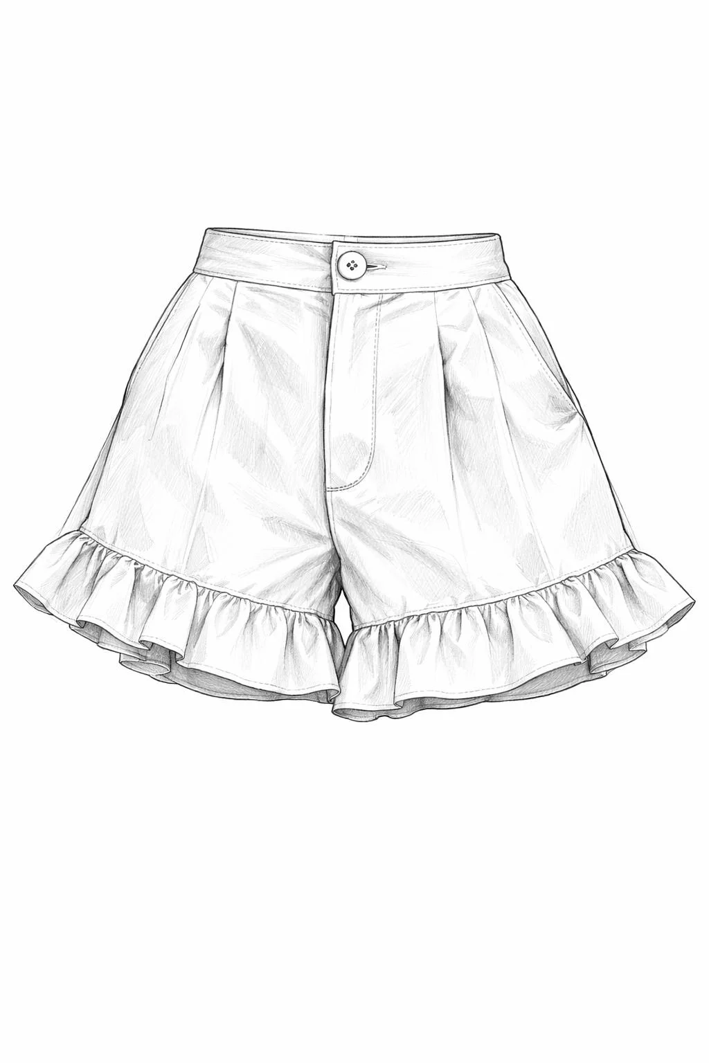 Hand-drawn front and back design sketch of the Cargo Shorts on DIYO