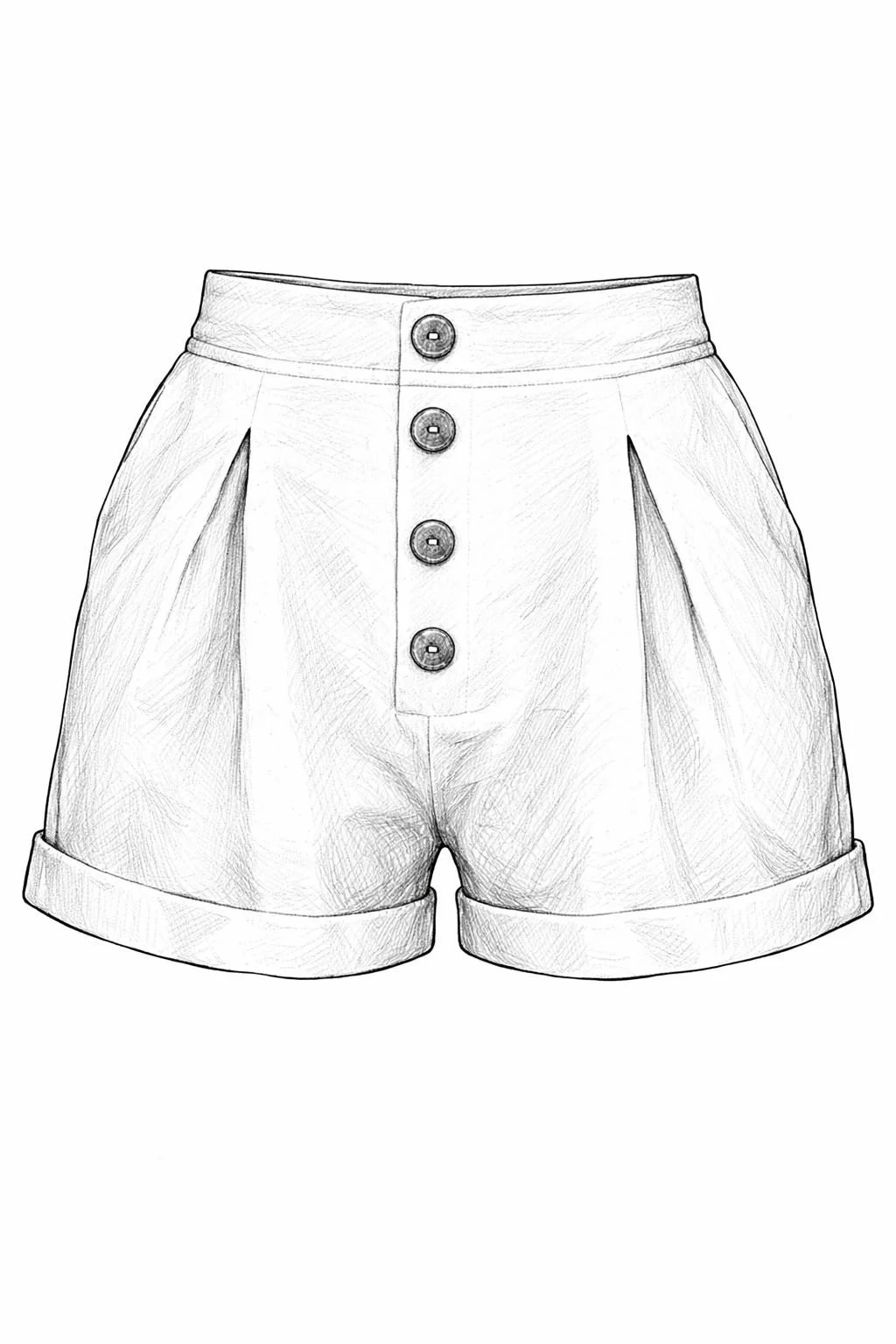 Hand-drawn front and back design sketch of the Bike Shorts on DIYO