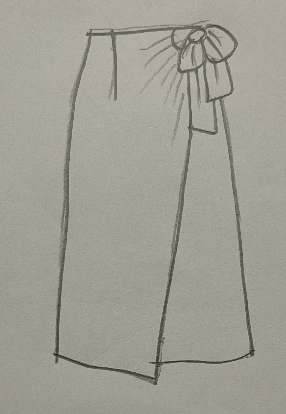 Hand-drawn front and back design sketch of the Denim Skirt on DIYO