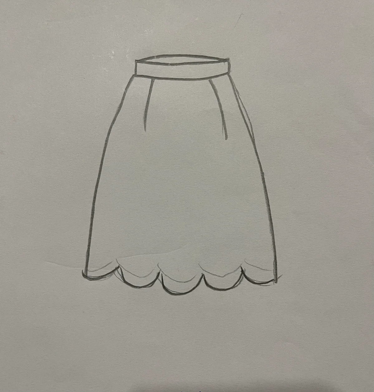 Hand-drawn front and back design sketch of the Tulle Skirt on DIYO