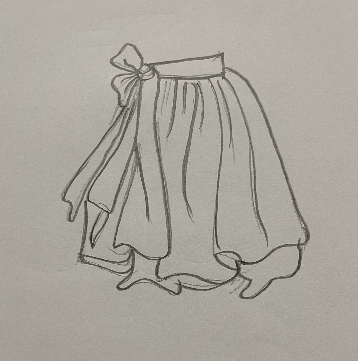 Hand-drawn front and back design sketch of the Ruffled Skirt on DIYO