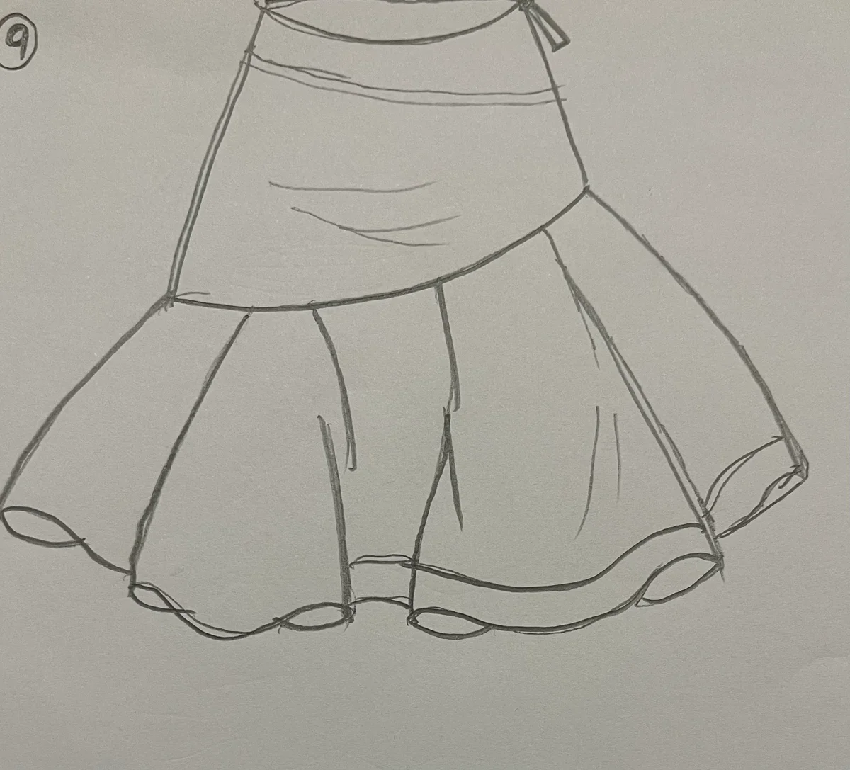 Hand-drawn front and back design sketch of the Cargo Skirt on DIYO