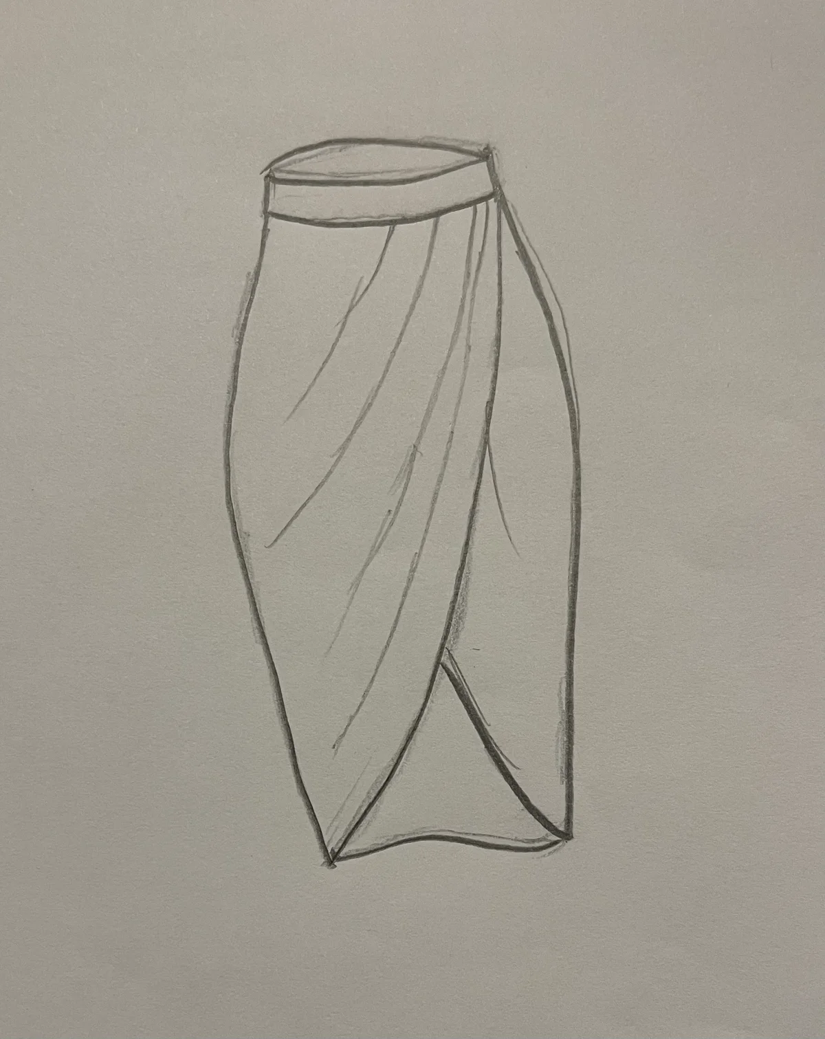 Hand-drawn front and back design sketch of the Pencil Skirt on DIYO