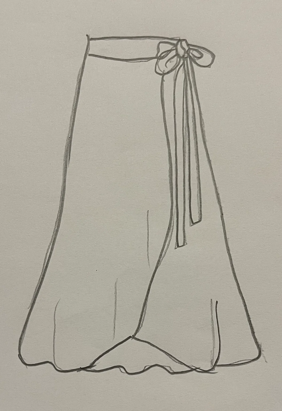 Hand-drawn front and back design sketch of the Maxi Skirt on DIYO