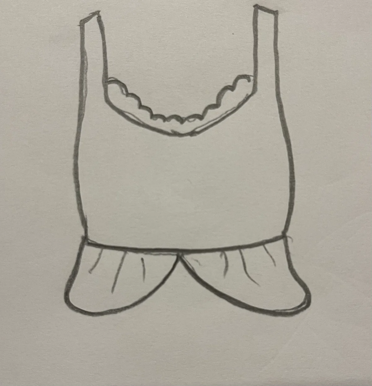 Hand-drawn front and back design sketch of the Tunic Top on DIYO