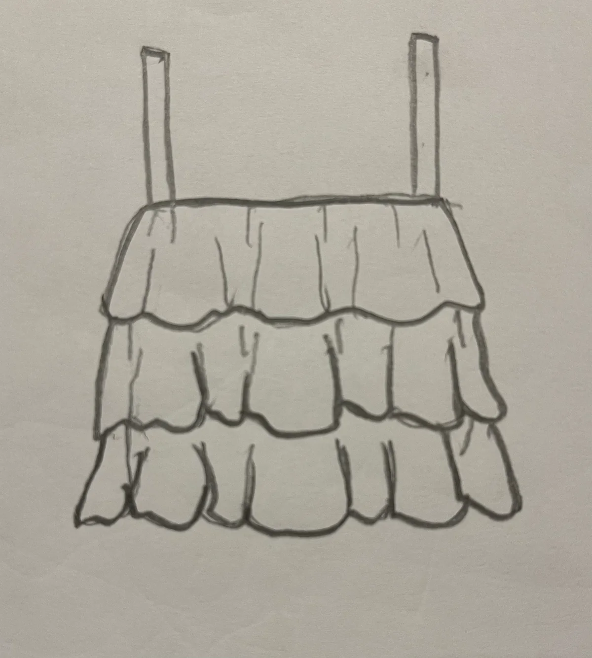 Hand-drawn front and back design sketch of the Wrap Top on DIYO