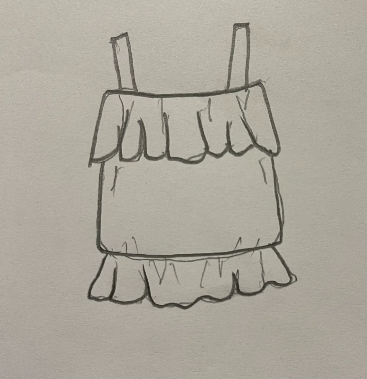 Hand-drawn front and back design sketch of the Bustier Top on DIYO