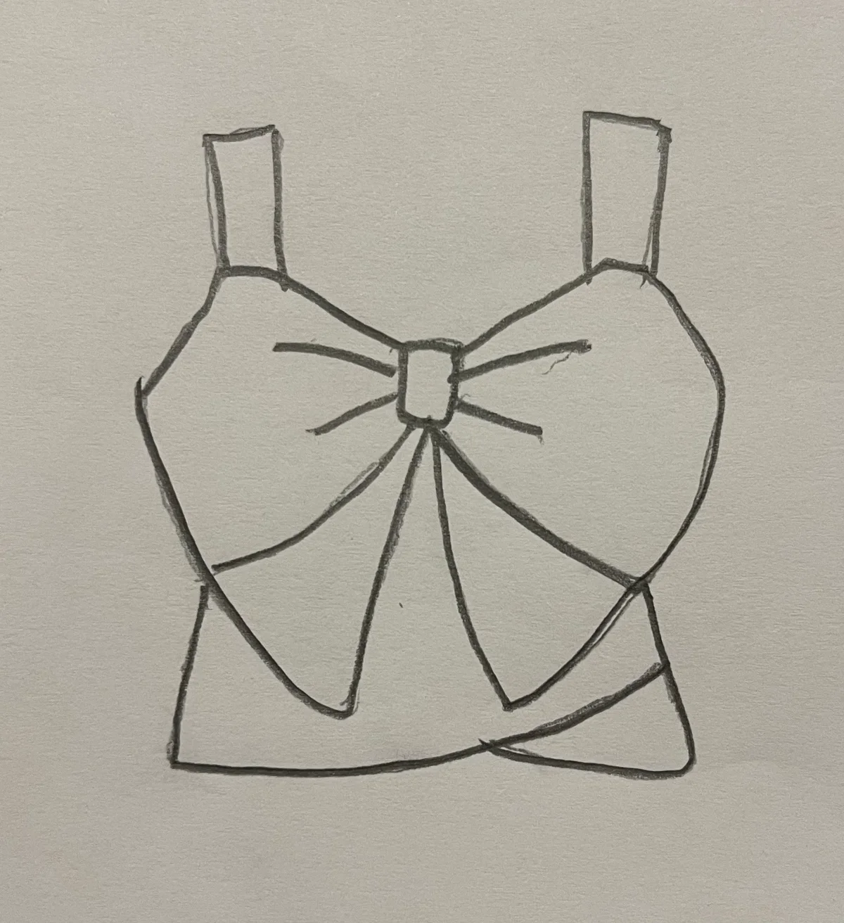 Hand-drawn front and back design sketch of the Corset Top on DIYO