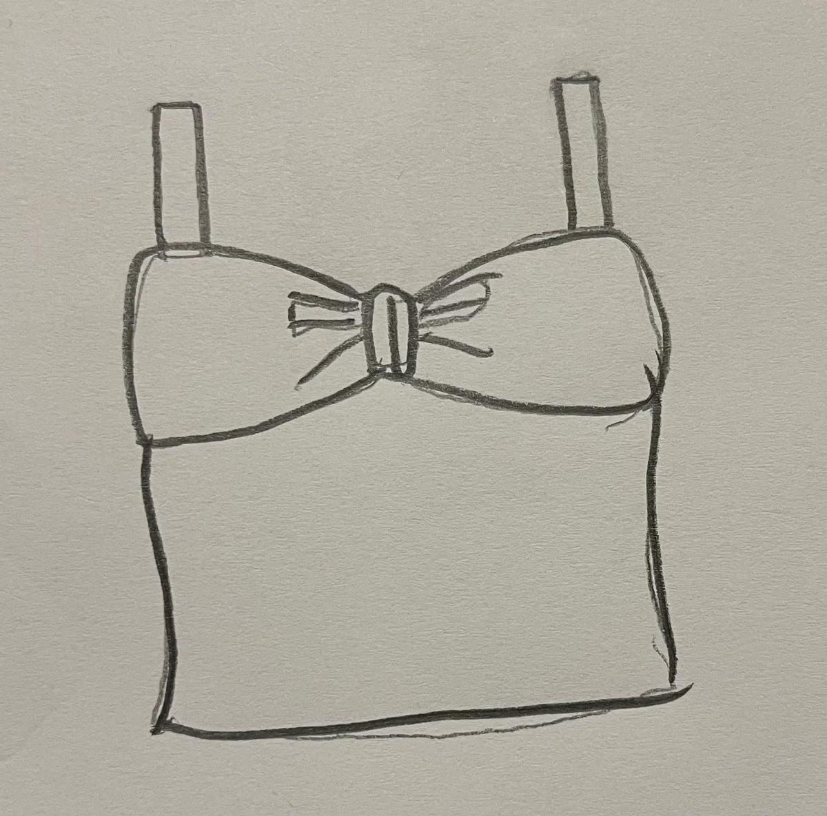 Hand-drawn front and back design sketch of the Tie-Front Top on DIYO