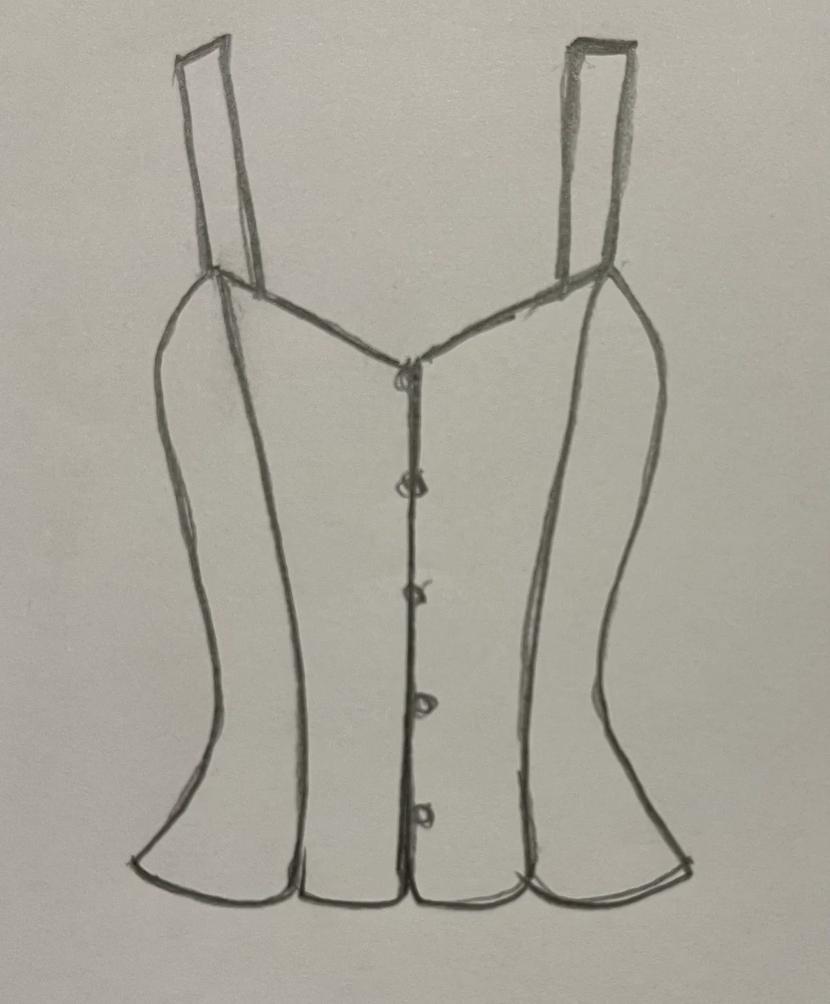 Hand-drawn front and back design sketch of the Cami Top on DIYO
