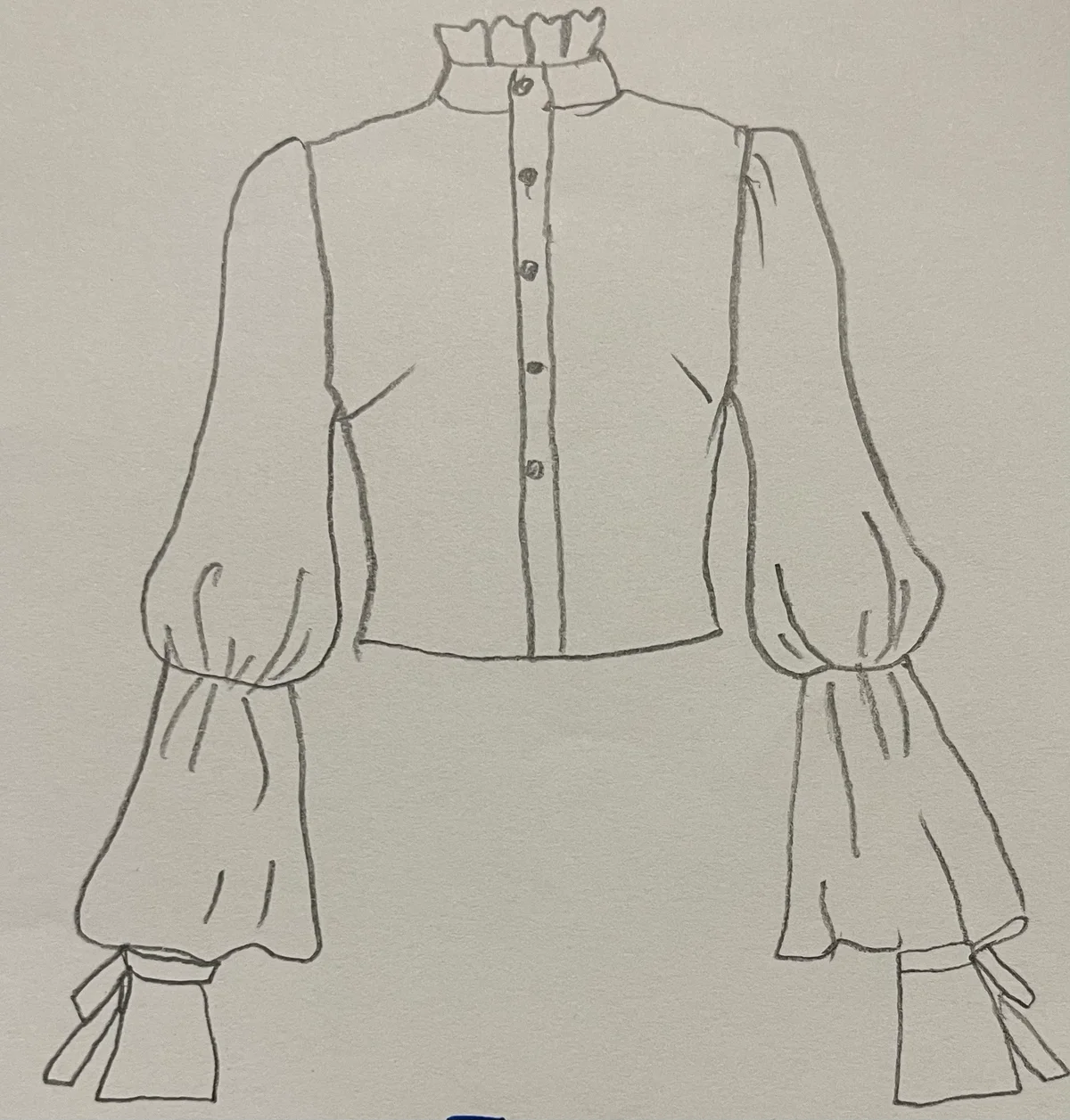 Hand-drawn front and back design sketch of the Mock Neck Top on DIYO