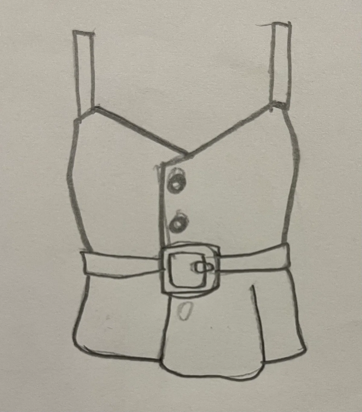 Hand-drawn front and back design sketch of the Crop Top on DIYO