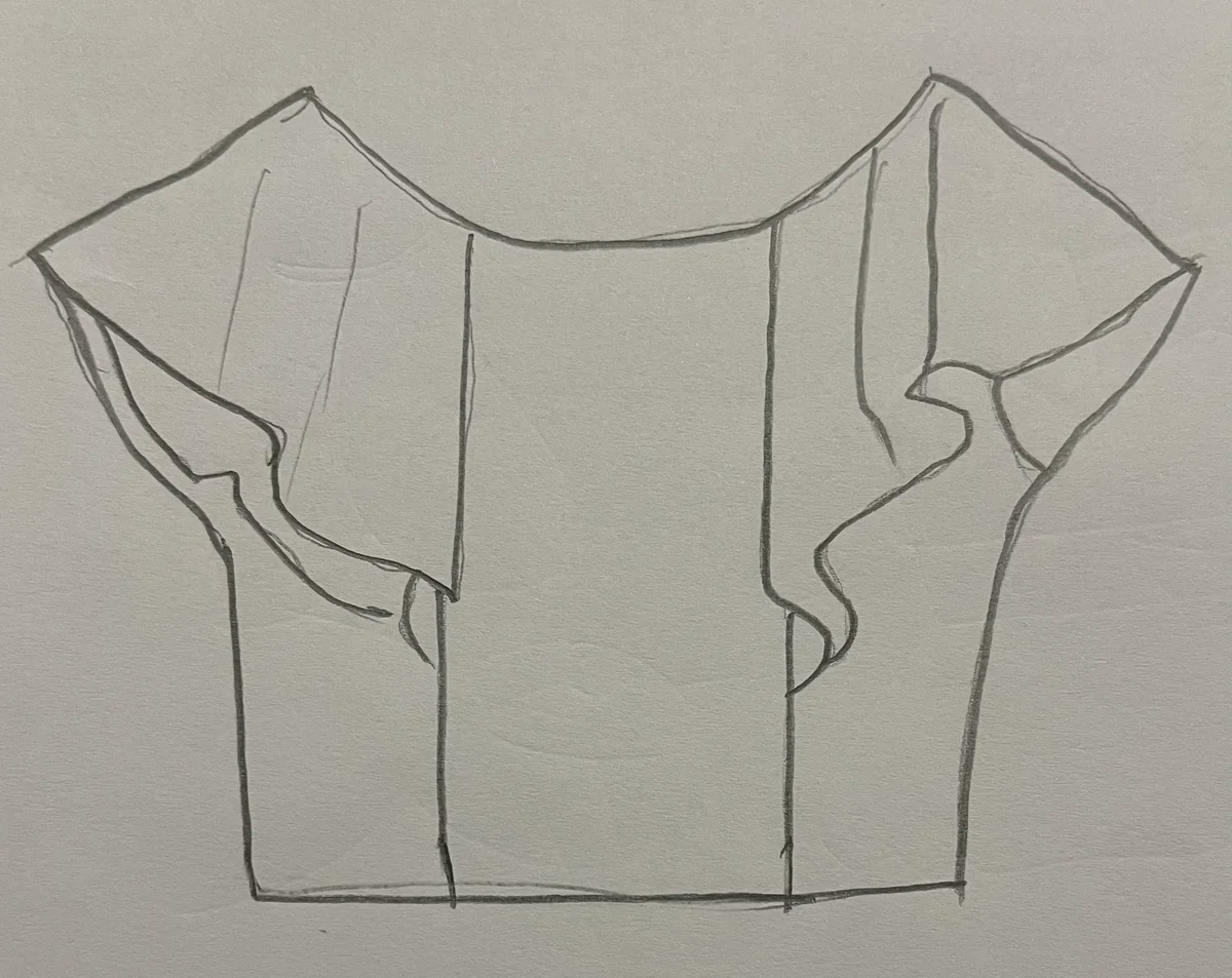 Hand-drawn front and back design sketch of the Graphic Tee on DIYO