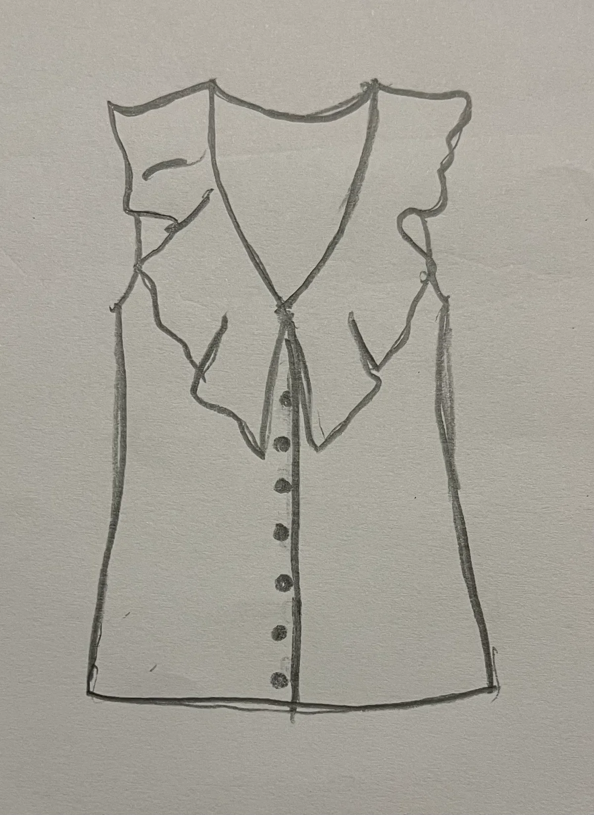 Hand-drawn front and back design sketch of the Henley Top on DIYO